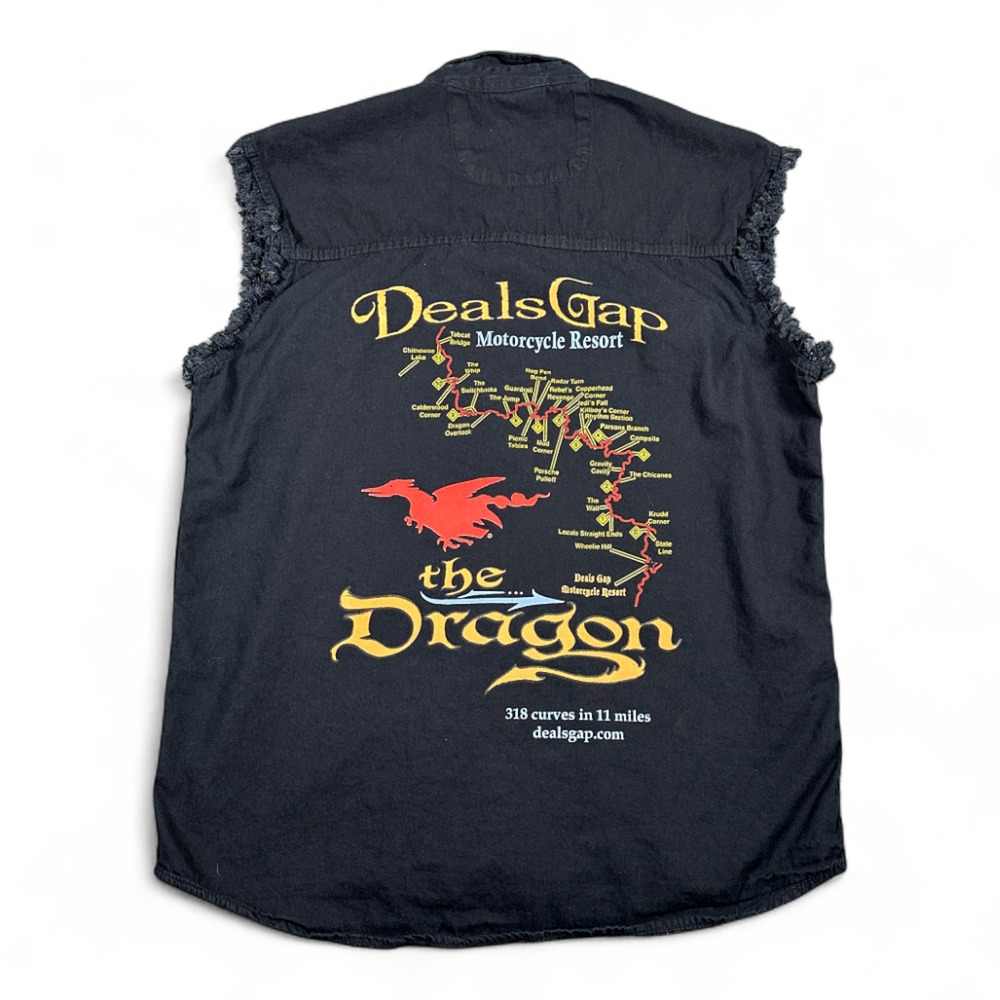 Vintage Deals Gap Shirt Adult MEDIUM Black Dragon Bikers Edge Motorcycle 90s